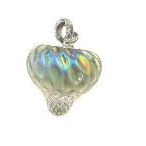 Anton Intaglio Studio Dichroic Art Glass Paperweight Strawberry Curly Stem EUC